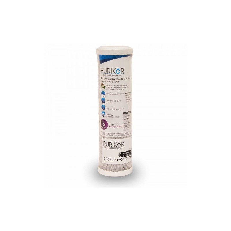 FILTRO CARBON ACTIVADO BLOCK (CTO) DIATMETRO 2.5", ALTURA 10" PKCCTO2.5X10X5
