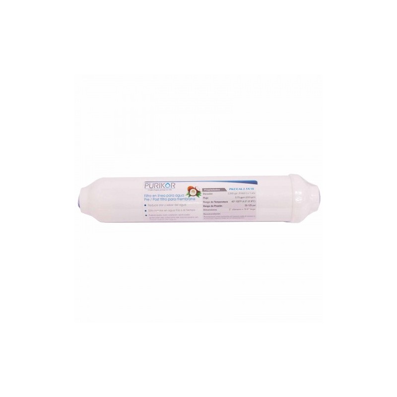 FILTRO CARBON ACTIVADO GRANULAR EN LINEA DIAMETRO 2.5", ALTURA 10" PKCCAL2.5X10