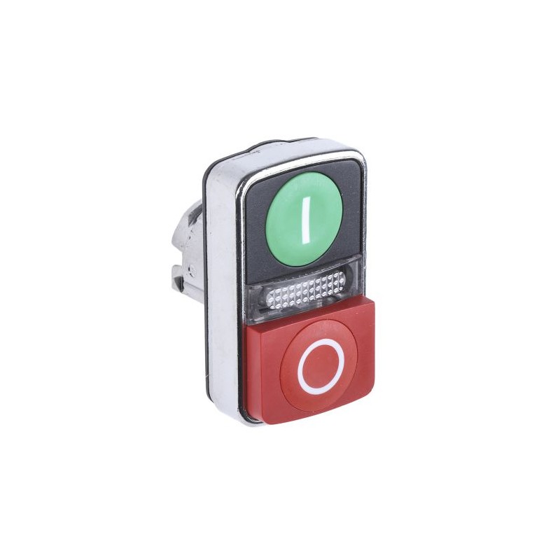 BOTON PULSADOR DE DOBLE CABEZA VERDE-ROJO ZB4BW7L3741