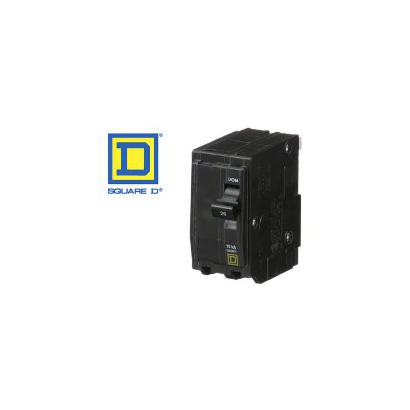 INTERRUPTOR TERMOMAGNETICO QO 2P. 20 A. ENCHUFABLE 10kA 120/240V QO220