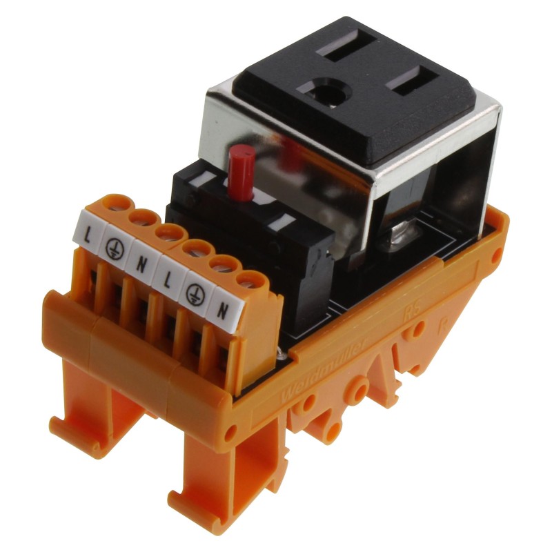 TOMACORRIENTE, 5 AMPERES, 120VAC, RIEL DIN RS-SIMPLEX 120VAC C/B 5A OUTL