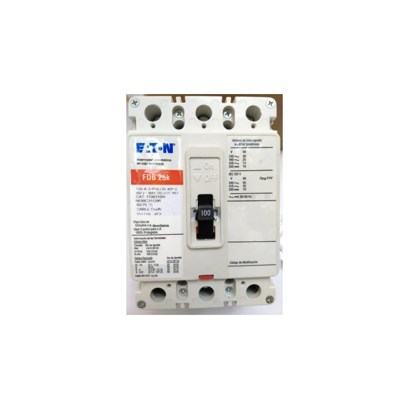 INTERRUPTOR DE CIRCUITO TERMOMAGNETICO FDB3100L
