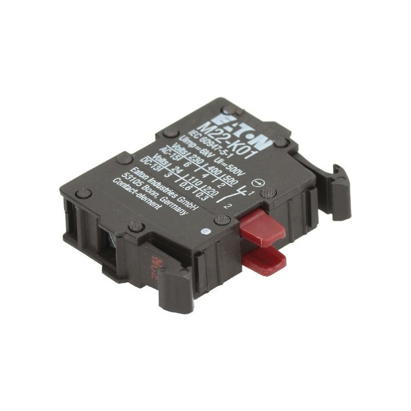 Elemento de contacto 1 NC Montaje frontal Conexión a tornillo M22-K01